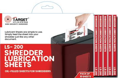 Target LS-200 Lubricating Sheets for Paper Shredders Pack of 10