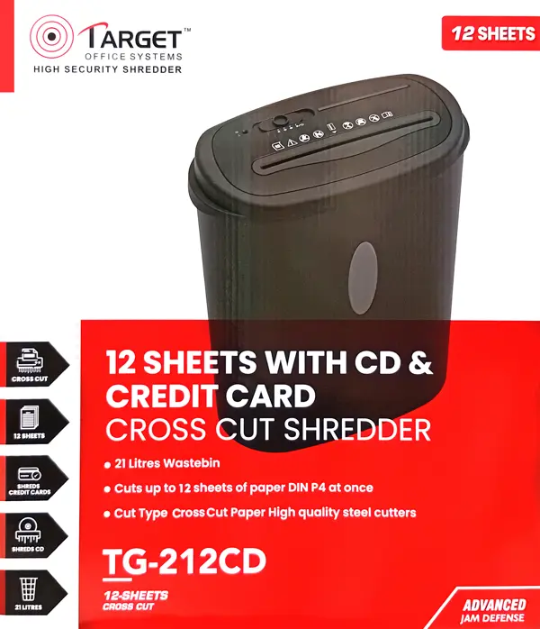 Target TG-212CD 12-Pages Cross-Cut Paper/Card/CD P-4 Shredder