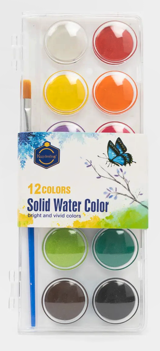 Deli 8/12/21 Colors Watercolor Painting Set Vivid Colors Non-toxic