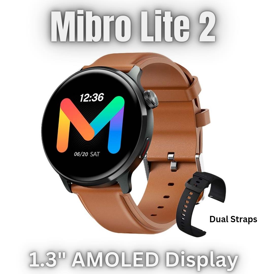 Mibro Watch Lite2 – Smartwatch, 1.3” AMOLED screen, Silicone Strap + Leather strap

