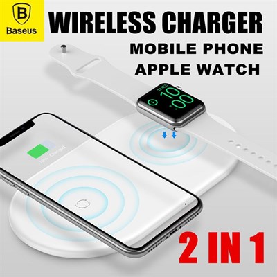 Baseus® 10W Fast Wireless Charger For iPhone XS XR XS Max 2 in 1 Qi Charging Apple Watch and Samsung