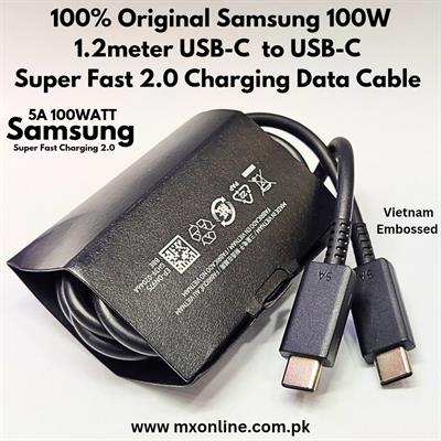 100% Original Samsung 100W 5A Super Fast 2.0 USB-C to USB-C Data Cable