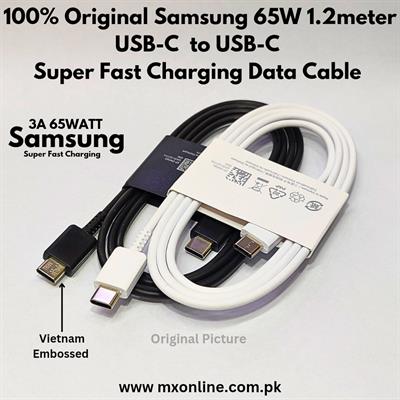 100% Original Samsung 65W 3A Super Fast Charging USB-C to USB-C Data Cable