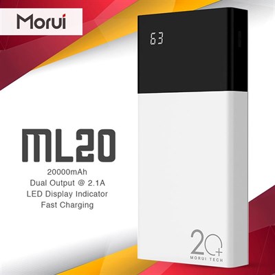 Morui ML20 20000mAh Power Bank with LED Smart Digital Display