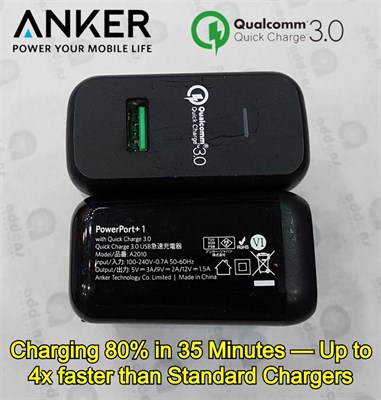 Anker PowerPort+ 1 18W Fast Charger with Quick Charge 3.0 – Black