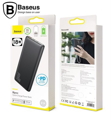 Baseus Bipow 10000mAh 18W USB C PD & QC 3.0 Slim Power Bank