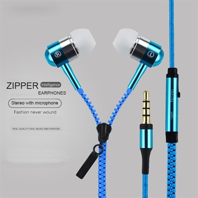 Brand NEW 3.5mm In-Ear Zip Zipper STEREO Hands Free Headphones Headset + Mic Earphones for iphone sa