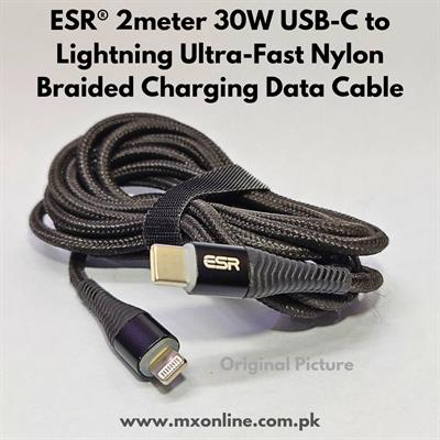 ESR® USB-C to Lightning Cable, MFi-Certified PD Ultra-Fast Charging & Data Sync Braided Nylon Cable – 2M