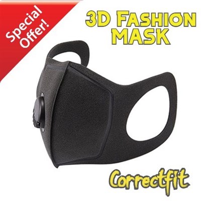 Correctfit KN95 Fashion 3D Face Mask with 40mm Breathing Valve Fresh Air-Purifying Filters