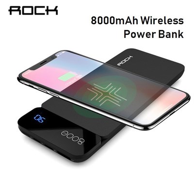 ROCK® P38 Qi 8000mAh Wireless Charging Power Bank with Digital Display