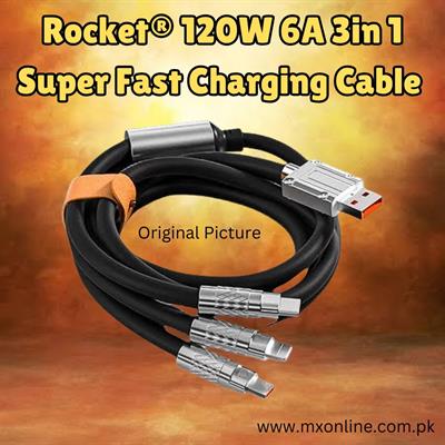 Rocket 120W 6A 3in1 Super Fast Charging Cable