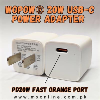 Wopow PD20W Mini GaN 4X Faster USB-C Adapter ( Box Pulled Out Stock ) Tray Pack