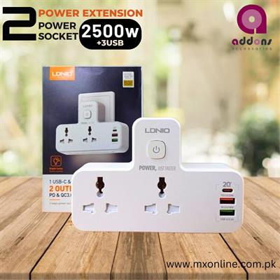 Ldnio SC2311 Power Extension with 2 Power Sockets / 2 USB-A Ports / 1 PD 20w Type C Port

