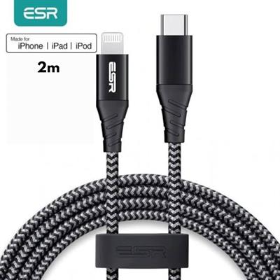 ESR® USB-C to Lightning Cable, MFi-Certified PD Ultra-Fast Charging & Data Sync Braided Nylon Cable – 2M