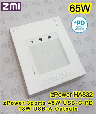ZMI zPower HA832 65W USB-C PD Wall Charger