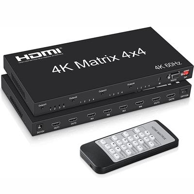 HDMI Matrix 4x4 4K 60Hz 1080p Switch Splitter 4 Input 4 Output Converter RS232 EDID Switch (2.0 HDMI 4X4 Matrix)