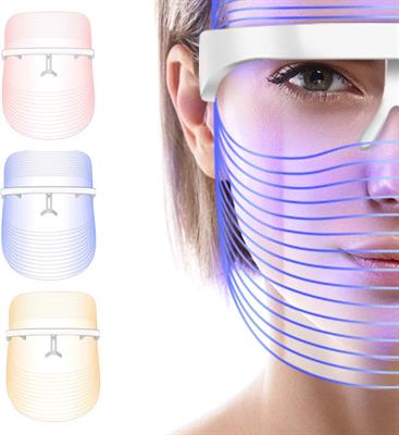 3 Colors LED Face Mask Red Light Therapy Facial Photon for Skin Rejuvenation, Collagen, Anti Aging, Wrinkles
