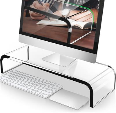 AboveTEK Premium Acrylic Monitor Stand Large Size Monitor Riser/Computer Stand for Keyboard Storage & Multi-Media Laptop Printer TV Screen