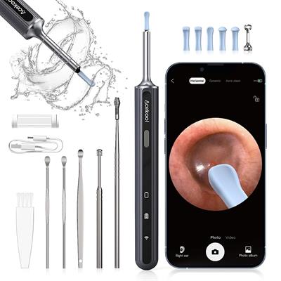 ACEKOOL WiFi Visual Ear Wax Remover 1080P FHD Wireless Ear Cleaner Camera with 6 LED Lights, 3.5mm Visual Ear Otoscope