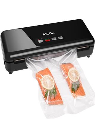 Aicok Vacuum Sealer Machine, Bag Cutter Automatic Food Sealer, Pulse Vacuum Function Food Savers w/Starter Kit|Led Indicator Lights|Easy to Clean|Dry & Moist Food Modes| Compact Design