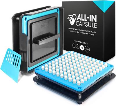 ALL-IN Capsule Filling Machine for Size 00 - Make Your Own Capsules Now Easier and Faster - Use With Empty Gelatin or Vegetarian Caps - Clear Illustrated Instructions With Video