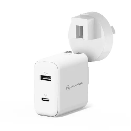 Alogic 30W Wall Charger 2 Port USB C & USB A with Power Delivery (PD) (Cable not included)