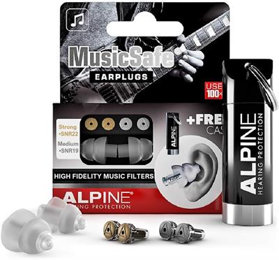 Alpine MusicSafe High Fidelity Music Ear Plugs for Noise Reduction 2 Interchangeable Filter Sets Professional Musician Hearing Protection Hypoallergenic Reusable Soft Transparent Earplugs
