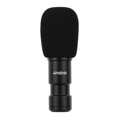 Andoer type-c Smartphone microphone Video Mic with interface 3.5mm monitor windshield for Smartphone recording Video Streaming Online