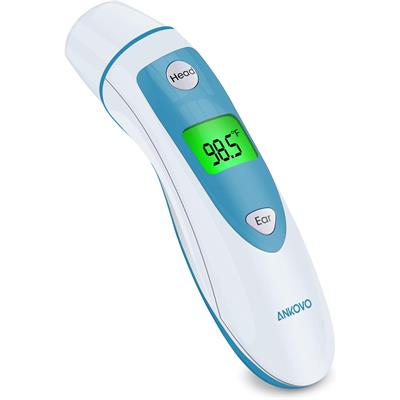 ANKOVO Thermometer for Fever Digital Medical Infrared Forehead and Ear Thermometer for Baby, Kids and Adults with Fever Indicator