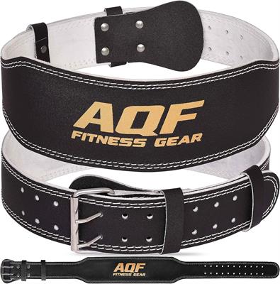 AQF Weightlifting Belt for men Gym Fitness, 4" Padded Lumbar Back Support, 7mm Thick Leather Training Belt with 11 Adjustable Holes (Medium)