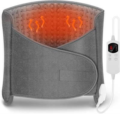 Arlierss Heating Pad with 6 Heat Settings and 4 Timing Settings, Electric Heating Pad with Fastener, Heating Belt for Back, Neck, Shoulder, Belly