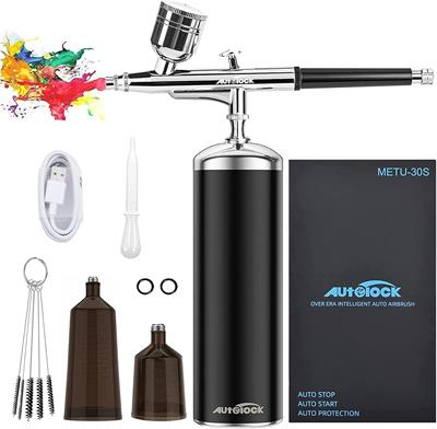 Autolock Airbrush Kit with Air Compressor Rechargeable Handheld Airbrush Set for Makeup, Cake Decor, Model Coloring, Nail Art, Tattoo