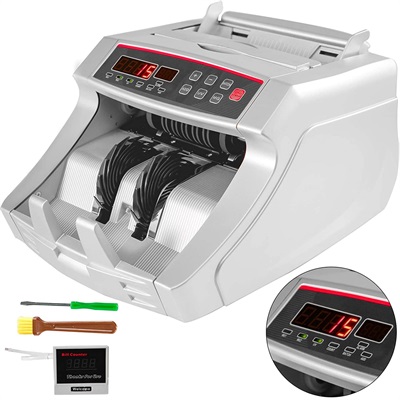 VEVOR Banknote Counter with 5-Point Counterfeit Detection, Money Counter Machine Counts 1000 Notes/Min and More