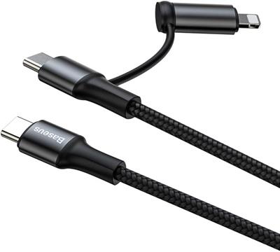 Baseus Type C Charging Cable Twins 2 In 1 Type-C To Type-C 60W (20V / 3A) + Iphone Lightning Cable (5V / 2A) 1M