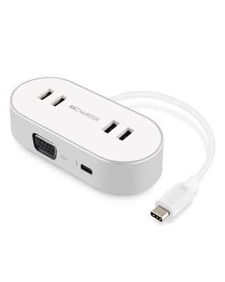 USB-C to 4-Port USB 3.0 Hub with VGA Video Adapter & Power Delivery Charging port