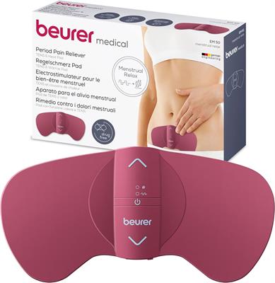 Beurer EM50 Menstrual Relax | TENS & Heat for Natural Menstrual Pain Relief | Suitable for Endometriosis | 15 Intensity Levels | Rechargeable Battery | Wear Under Clothes | Medical Device