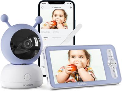 BOIFUN Smart Wifi Video Baby Monitor 5 Inch with Camera 1080P PTZ 355°, Motion and Noise Detection Supports Mobile App Control