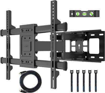 BONTEC Full Motion TV Wall Mount for 32-84 inch LED LCD OLED TVs, Swivel Tilt Level TV Mount Bracket with Articulating Dual Arms Hold up to 132lbs