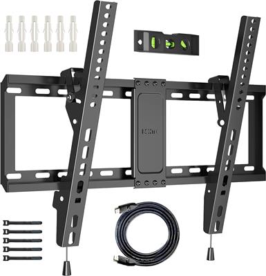 BONTEC Tilt TV Wall Mount for Most 37-85 Inch LED LCD OLED Flat Curved Screen TVs Fits 16" 18" 24" Wood Stud, Low Profile TV Wall Bracket with Max. VESA 600x400mm, Hold Up to 132LBS
