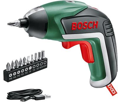 Bosch IXO Cordless Screwdriver (5th Generation, Built-in 3.6V Battery, Chuck Base, 10-Point, USB Charger)