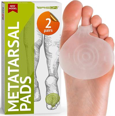 Brison Metatarsal Soft Gel Pads for Forefoot Pain - 2 Pairs