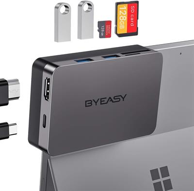 BYEASY Docking Station, 6-in-1 Microsoft Surface Pro 7 USBC Hub with 4K HDMI, PD 60W Type-C Charging, SD/TF Card Reader, 2 USB 3.0-Specifically Designed Expansion Hub