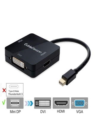  Mini Displayport to HDMI DVI VGA Adapter