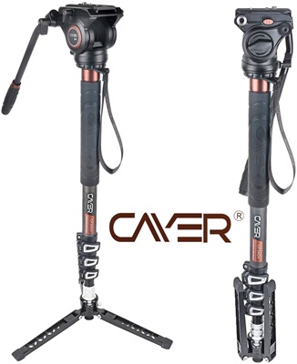 Cayer Professional Video Monopod 71" Carbon Fiber Telescopic Camera Monopod with Pan Tilt Fluid Head