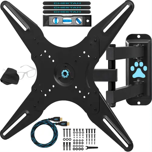 Cheetah ALAMLB Articulating Arm TV Wall Mount fits 20-55" VESA 400 Full Motion Tilt Swivel Rotation Extension Bracket