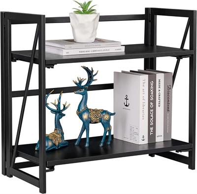 Coavas Folding Bookshelf Shoe Rack Storage Shelves 2 Tiers Stackable shelf Organizer 