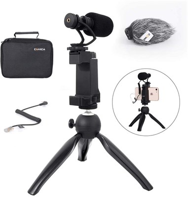 Comica Smartphone Video Rig Kit Mini Tripod with Cardioid Directional Video Microphone