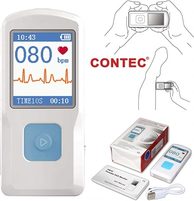 CONTEC PM10 Bluetooth ECG EKG Monitor Support Electrocardiogram Heart Rate Heartbeat LCD Monitor Free Software