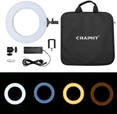 Craphy Photogragy Studio LED Ring Light 18 inch Bi-color Dimmable 3200k-5600k