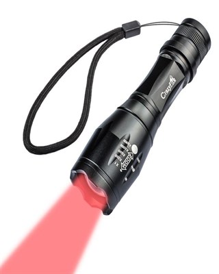1000 Lumen Red Beam Searchlight Waterproof Adjustable Torch - Black